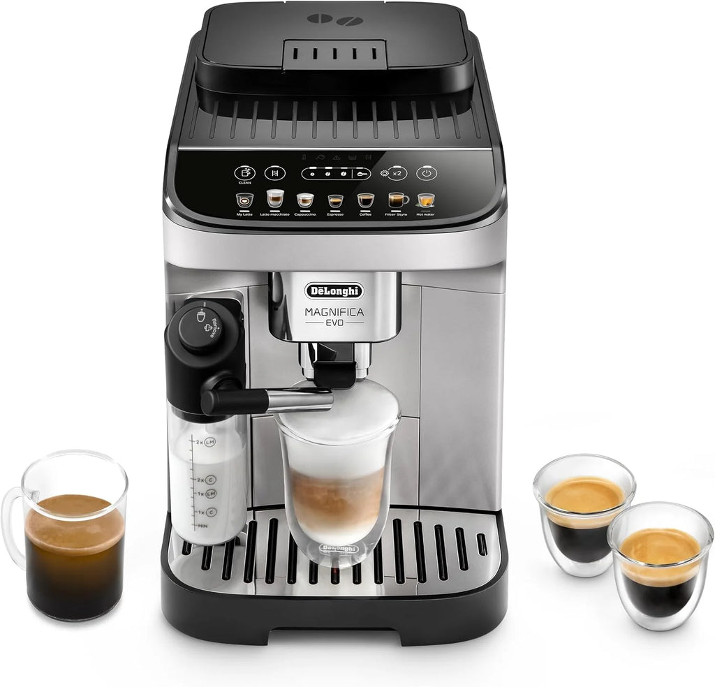 De'Longhi Magnifica Evo ECAM292.81.SB, w pełni automatyczny ekspres do kawy z systemem mlecznym, 7 przycisków bezpośredniego wyboru do cappuccino, espresso i innych specjałów kawowych, panel
