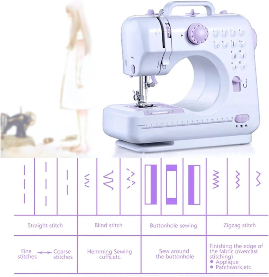 Wielofunkcyjna Elektryczna Maszyna Do Szycia, Biurkowa, Overlock, Ubrania DIY, Grube Szycie, 12 Ściegów, Regulowana Prędkość, Ładowanie USB