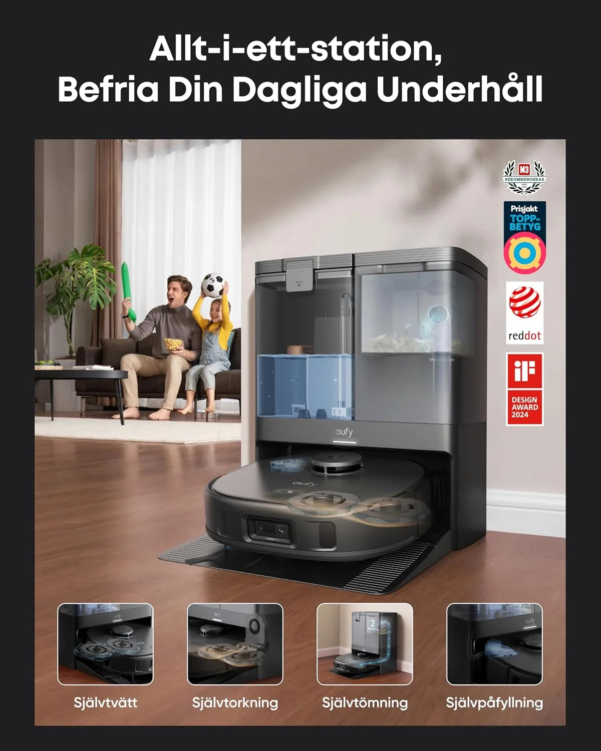 eufy robot sprzątający X10 Pro Omni, 8000 Pa, unoszące się mopy, czarny
