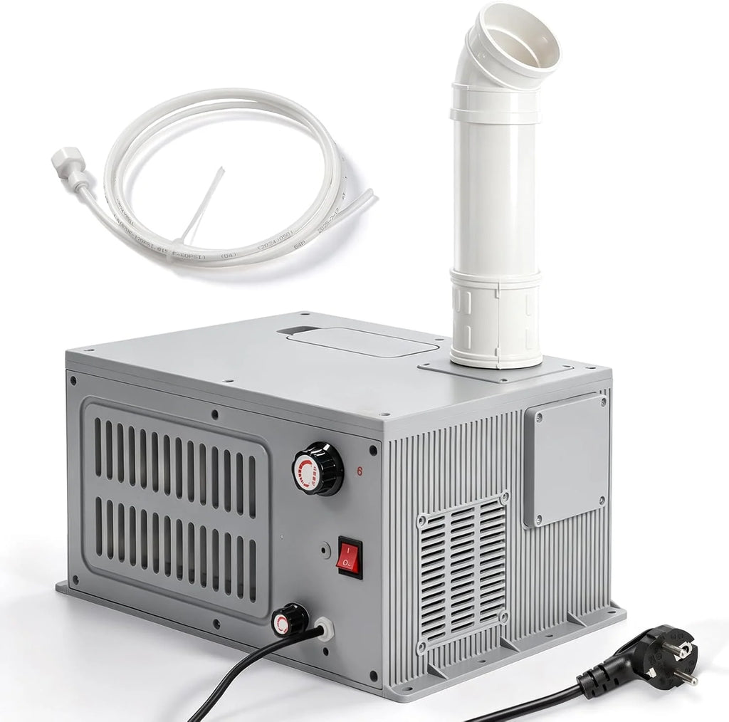 Ultradźwiękowy generator mgły 9 l/h, przemysłowy nawilżacz powietrza, regulowana objętość mgły, ultradźwiękowa maszyna do wytwarzania mgły, z filtrem, rurą PCW, do hodowli grzybów