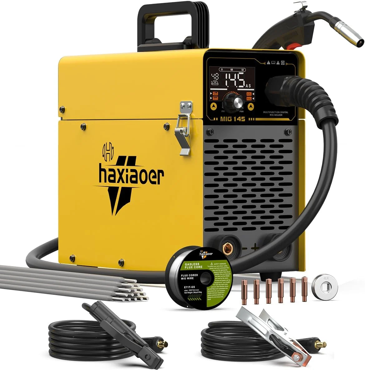 HAXIAOER 145A spawarka spawalnicza bez gazu 3 w 1 Flux MIG/MMA/Lift WIG