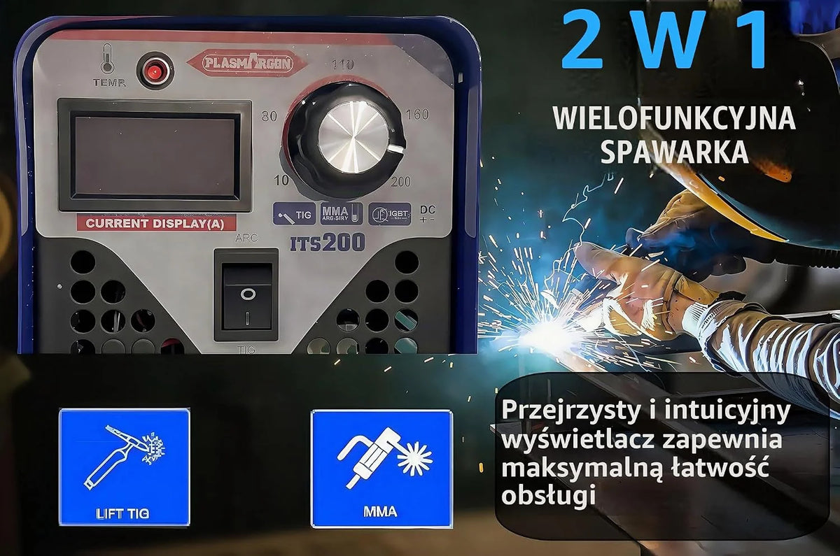 ITS-200 WIG spawarka 200 A i MMA, spawarka kombi WIG 2 w 1, spawarka DC TIG, spawarka do spawania stali, stali nierdzewnej