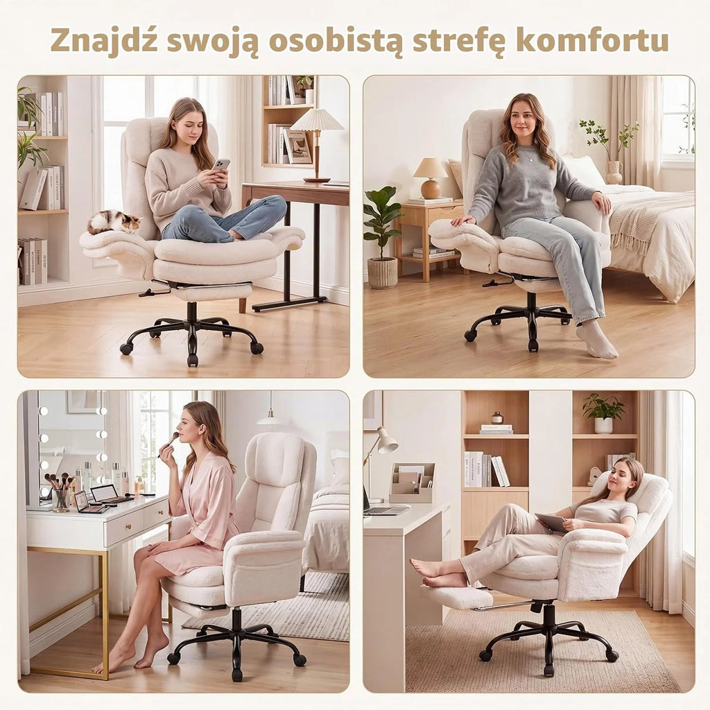 COSTWAY Krzesło biurowe z podnóżkiem, 5-stopniowo regulowane podłokietniki