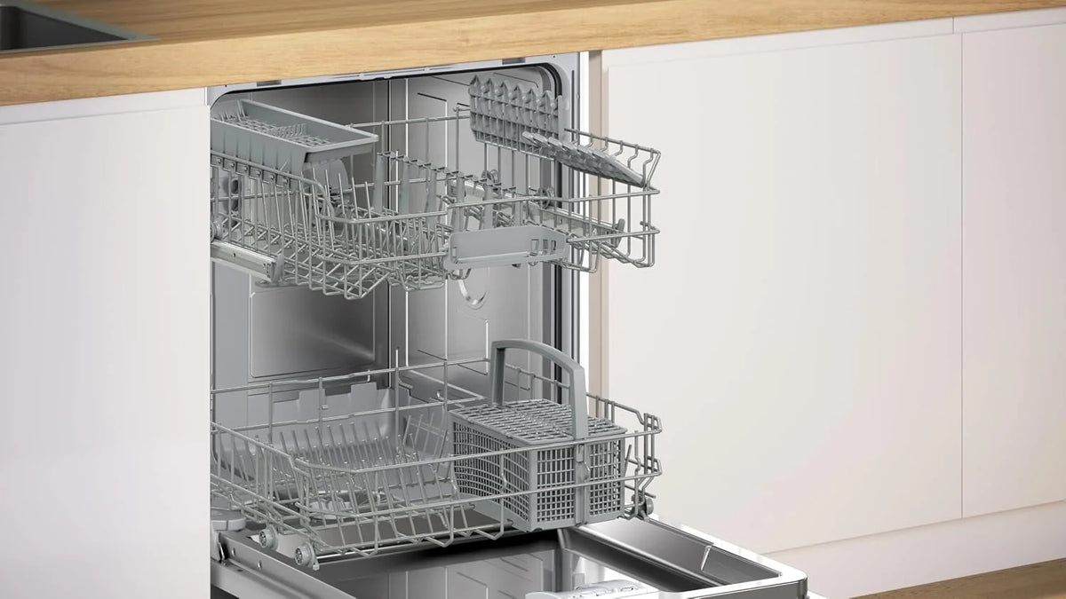 Bosch SMU2HTS08E seria 2, zmywarka do zabudowy, 60 cm, Smart Start, poziom higieny dla Eco 50°C i intensywny 70°C, AquaStop, program do pobrania, Silence on żądanie, Home Connect, stal szczotkowana