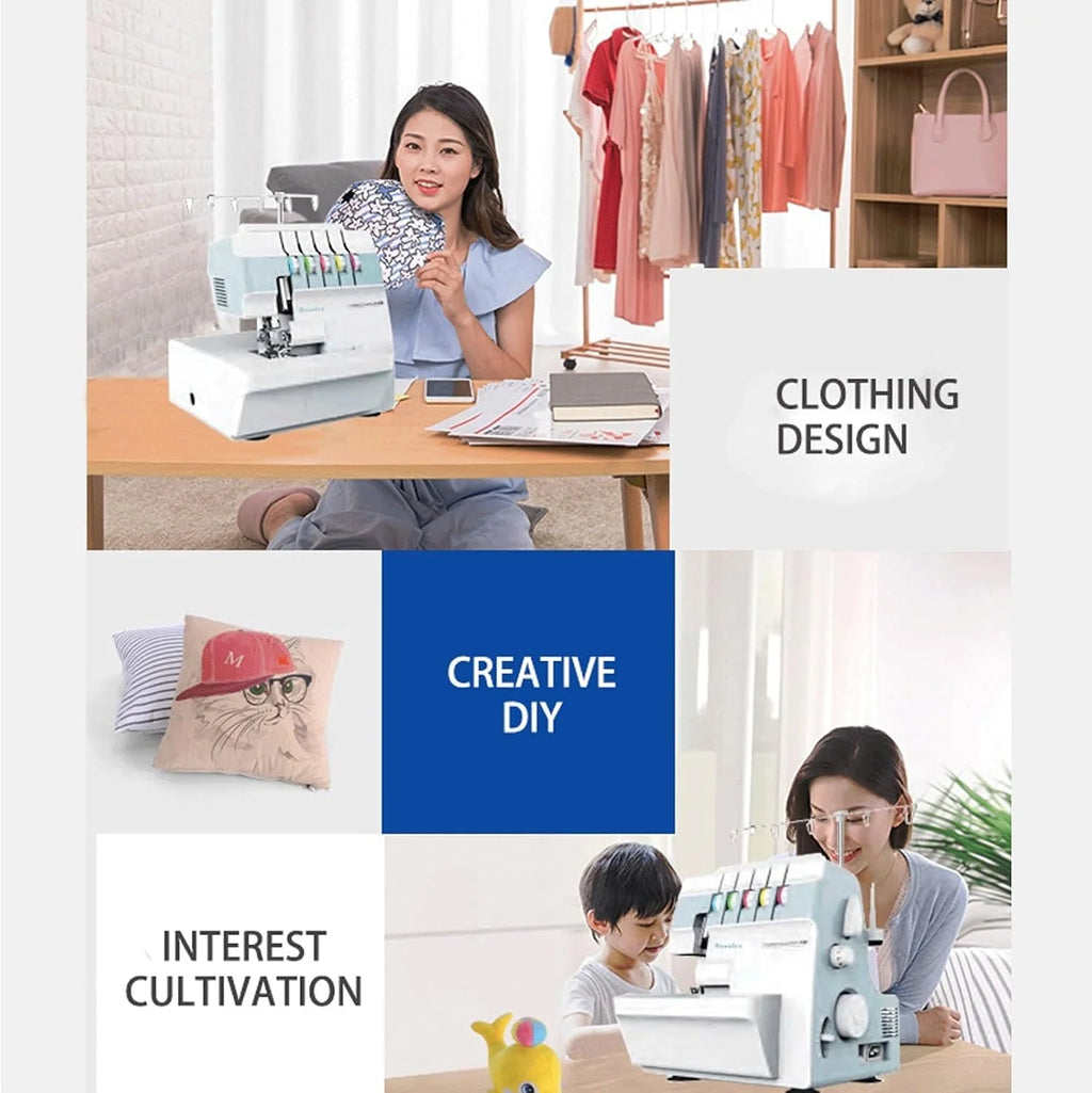 Wszechstronny 2-3-4 nici Heavy Duty Coverstitch & Overlock Serger, z pułapką wykończeniową i zatrzaskowymi stopkami, regulowany miernik ściegu dla początkujących i profesjonalistów