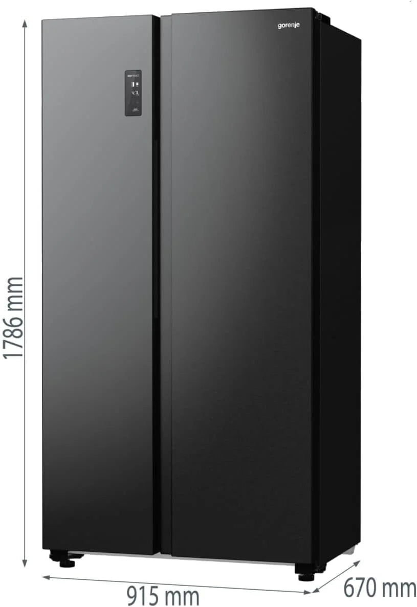 Gorenje NRR 9185 EABXL Side by Side lodówko-zamrażarka, Made in Europe, EEK E, NoFrostPlus, kompresor inwerterowy, Crisp Zone, ConvertActive Zone, FastFreeze, 178,6 cm, czarna