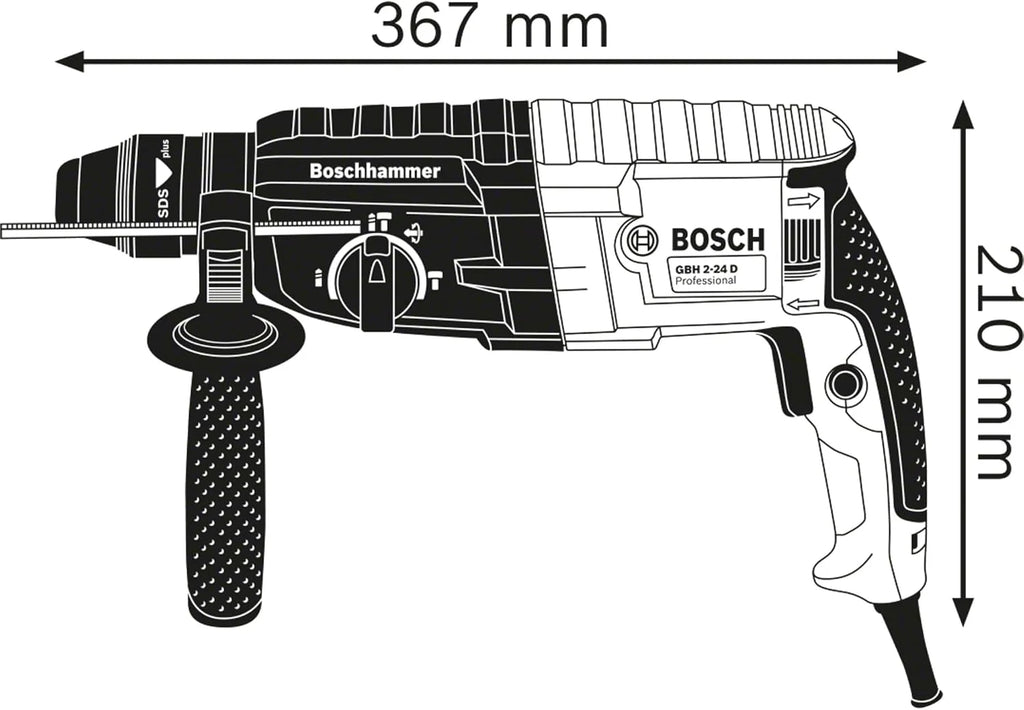 Bosch Professional: młot udarowo-obrotowy GBH 240 (790 W, energia udaru 2.7 J, uchwyt SDS plus, ogranicznik głębokości, walizka)