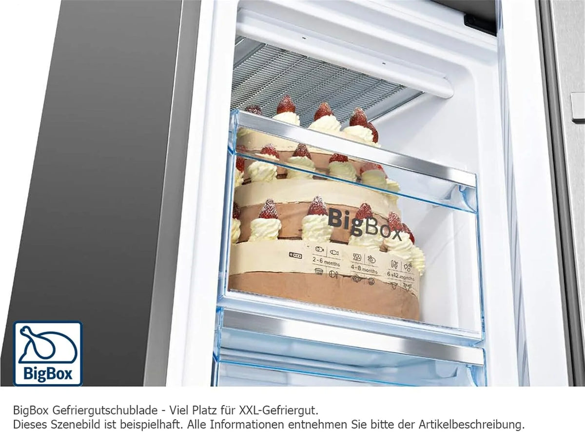 Bosch GSN58AWDP seria 6 zamrażarka XXL, 191 x 70 cm bardzo szeroka, 365 l, NoFrost nigdy więcej rozmrażania, oświetlenie LED, równomierne oświetlenie, BigBox miejsce na duże mrożonki, kolor biały