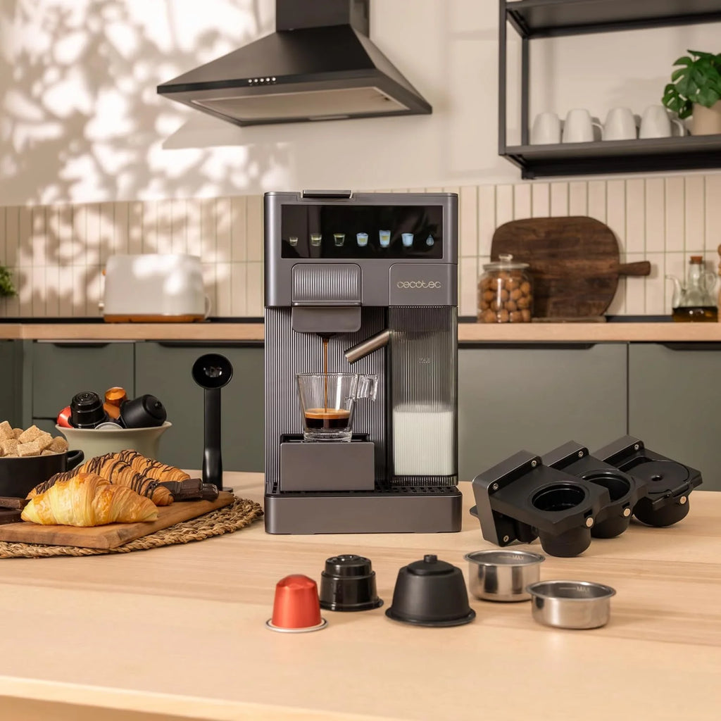 Cecotec Ekspres do kawy espresso, ekspres do kawy FreeStyle Latte T. 1350 W, 20 bar, zbiornik na wodę 1,6 l i 400 ml mleka, kompatybilny z kawą mieloną, Dolce Gusto, Nespresso i K-Fee