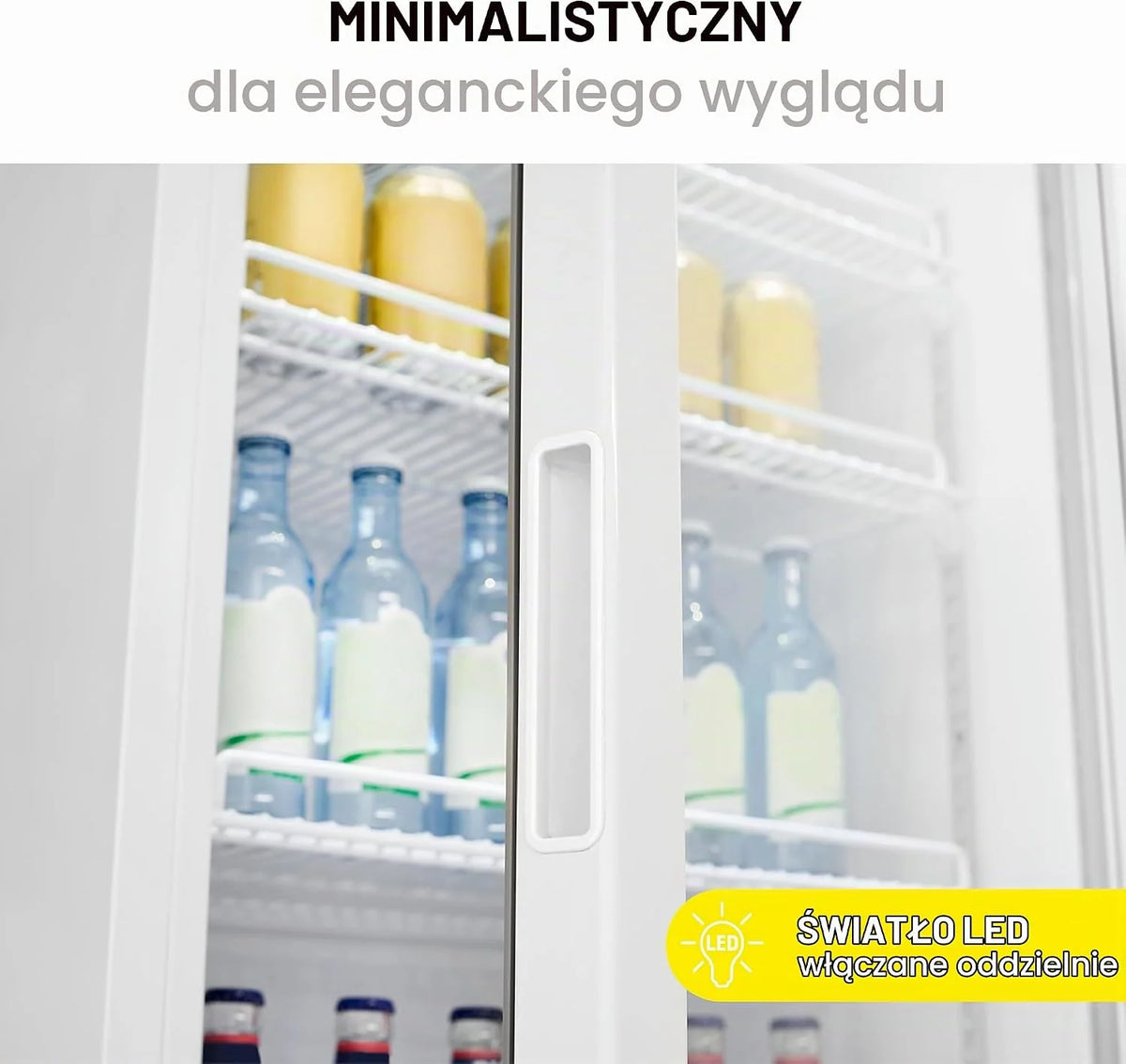 Bomann® Lodówka ze szklanymi drzwiczkami | lodówka na napoje zamykana | 6 półek z regulacją wysokości | 30 kg na półkę | 347 litrów | duża lodówka na butelki z oświetleniem LED | KSG 7351 biała