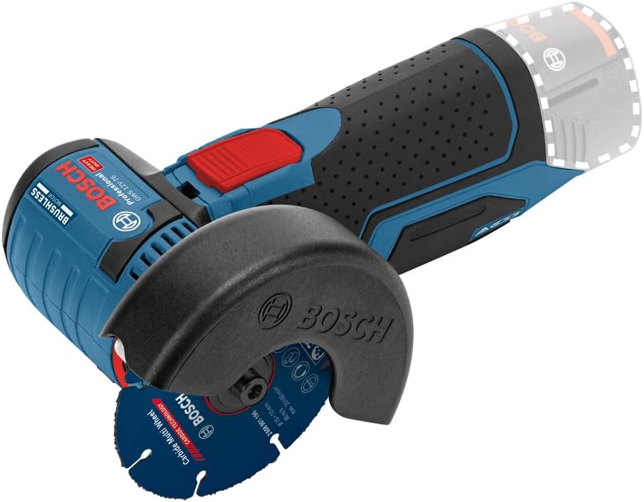 Bosch Professional system 12V: akumulatorowa szlifierka kątowa GWS 12V-76 (3 tarcze tnące, Ø tarczy: 76 mm, walizka L-BOXX)