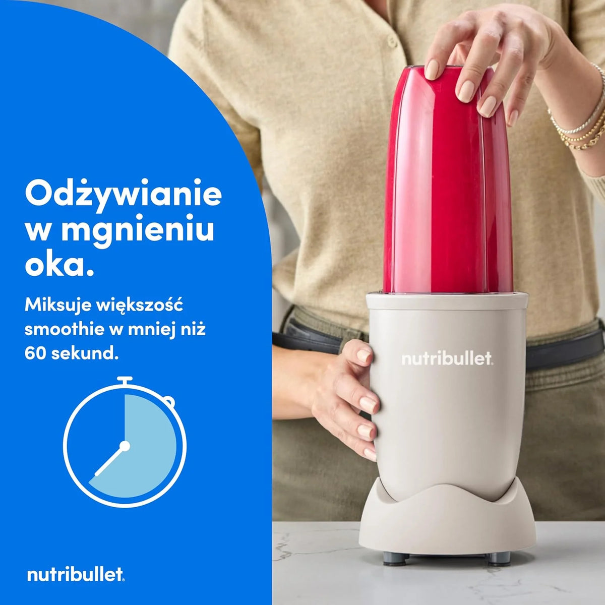Nutribullet Pro 900 - Wielofunkcyjny Blender, Robienie Smoothie, Ekstraktor do Owoców i Warzyw, Kompaktowa Konstrukcja, Łatwy w Użyciu, Szybkie Czyszczenie, 900W, Mineralny Gołębi Szary (NB904MASN)