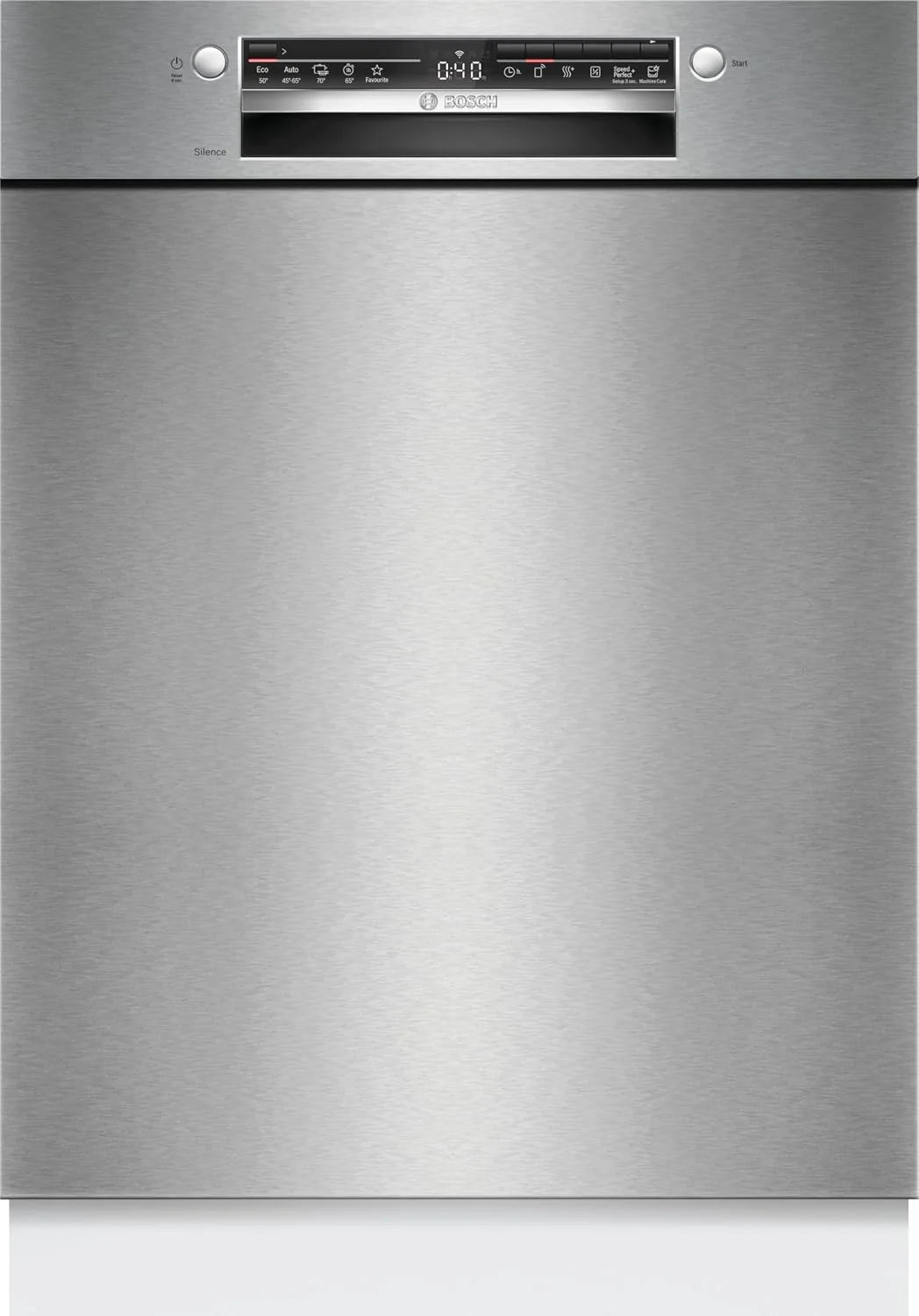 Bosch SMU2HTS08E seria 2, zmywarka do zabudowy, 60 cm, Smart Start, poziom higieny dla Eco 50°C i intensywny 70°C, AquaStop, program do pobrania, Silence on żądanie, Home Connect, stal szczotkowana