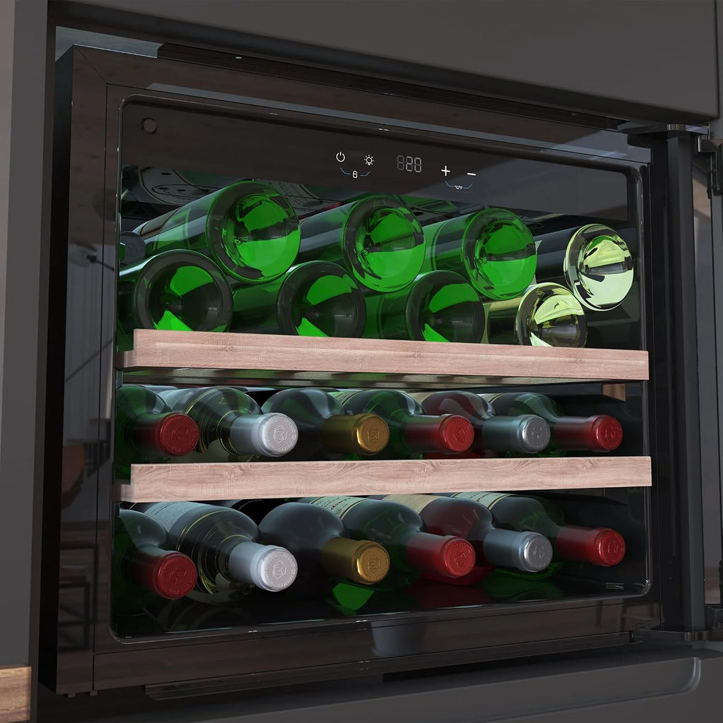 Cecotec Wbudowana lodówka na wino 28 butelek Bolero Grandsommelier Bi 28000 Touch Black kompresor. Z czarnym wykończeniem i cichą pracą