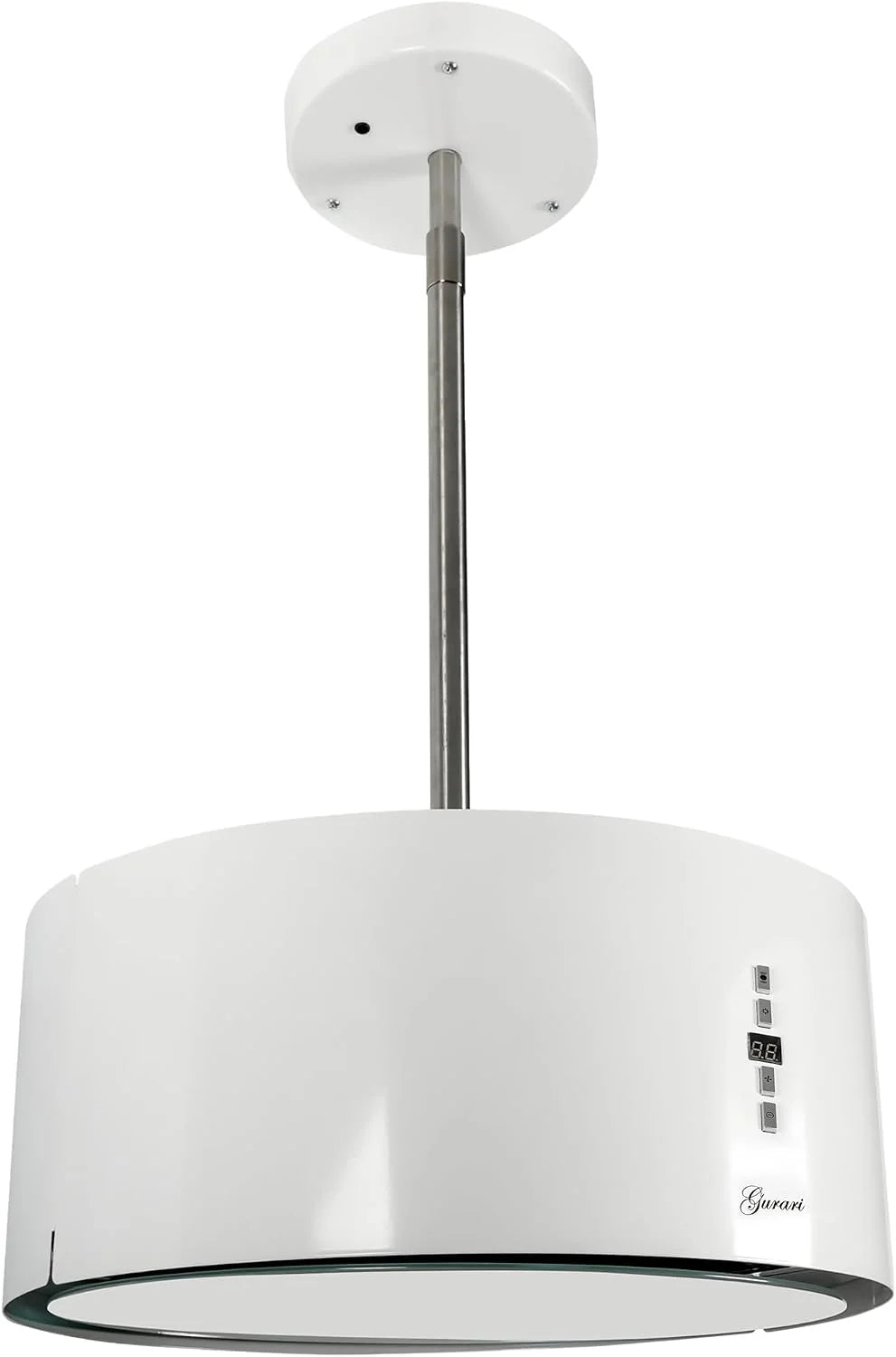 Okap wyspowy Gurari GCH I 237, okap z recyrkulacją, okap wyspowy 50 cm, okap sufitowy, 860 m³/h, biały, 3 stopnie, oświetlenie LED, timer, w zestawie zestaw do recyrkulacji