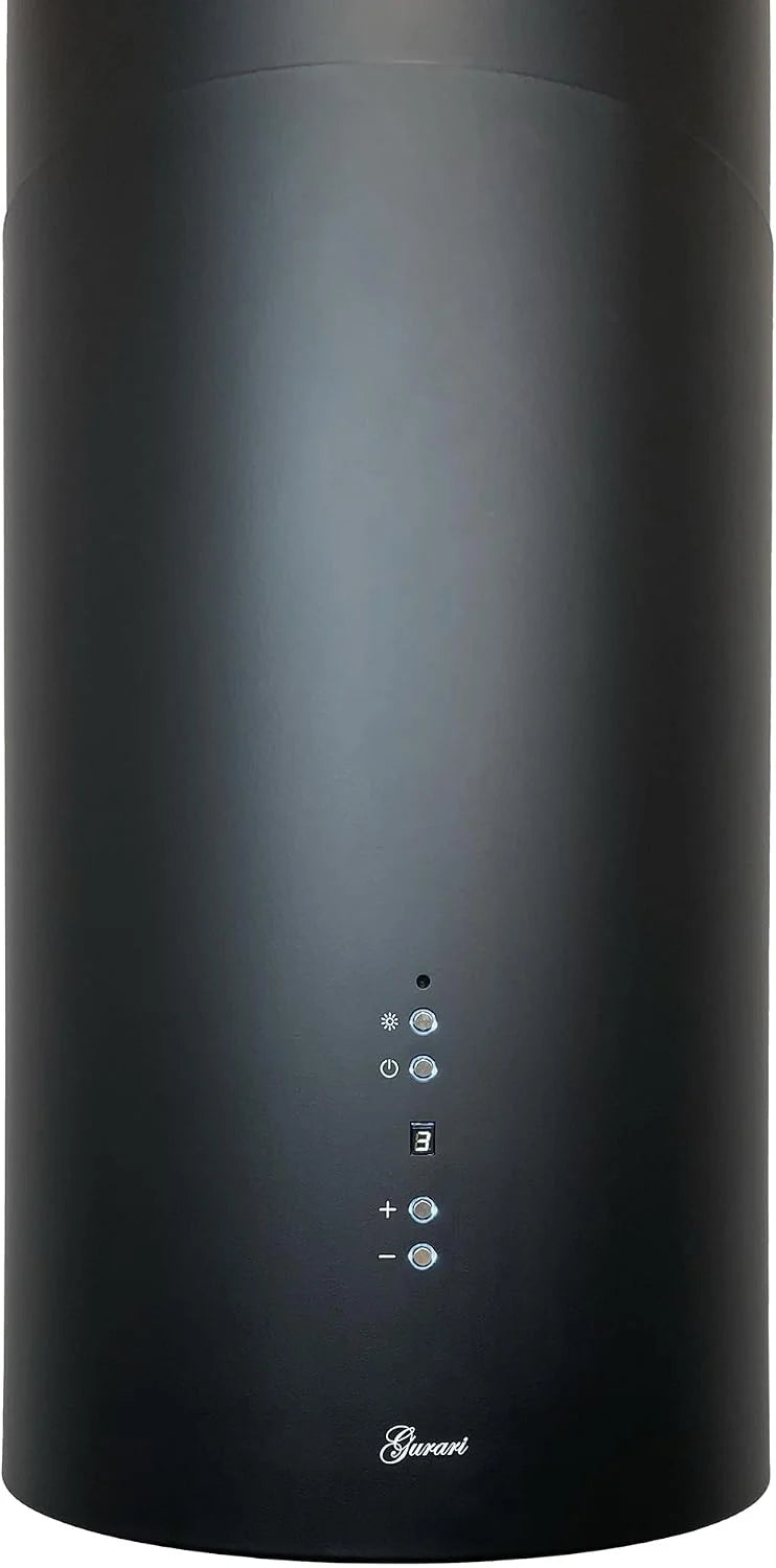 GURARI Okap wyspowy GCH I 385 36 BL Prime, okrągły okap kuchenny 36 cm, czarny, 1000 m³/h, 4 stopnie, wyświetlacz, oświetlenie LED