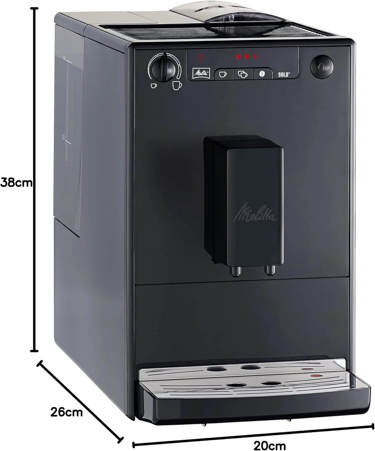 Melitta E 950-222 Caffeo Solo Automatyczny Ekspres do Kawy, 1400 W, 1,2 Litra, Czarny/Srebrny