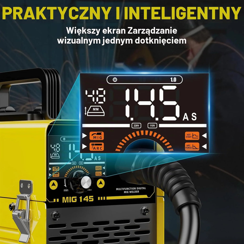 HAXIAOER 145A spawarka spawalnicza bez gazu 3 w 1 Flux MIG/MMA/Lift WIG