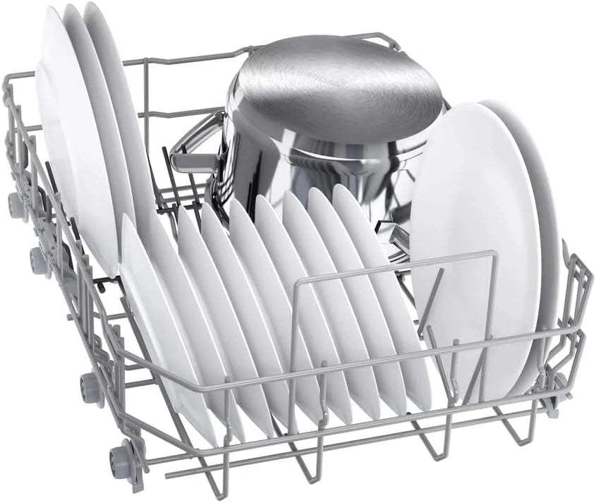 Bosch SPV2HMX42E, seria 2, inteligentna zmywarka do naczyń, w pełni zintegrowana, szerokość 45 cm, szuflada na sztućce, dodatkowe suszenie za naciśnięciem przycisku, górny kosz z regulacją wysokości,