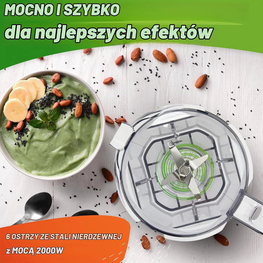 NUTRI-BLENDER MAX+ wysokowydajny blender 2000 W, profesjonalny - 2 l, Tritan, nie zawiera BPA, 9 poziomów, cyfrowy minutnik z książką z przepisami