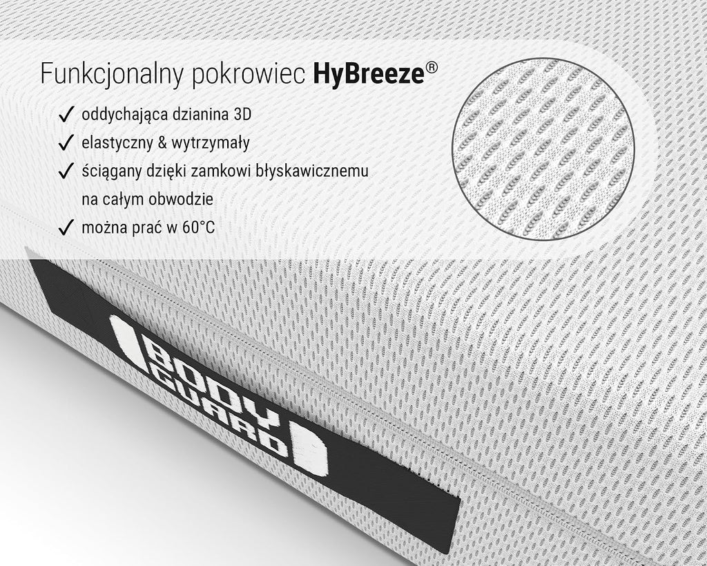 bett1 | BODYGUARD materac antykartelowy 90x200 (2 w 1 średniotwardy/twardszy, pokrowiec można prać w temp. do 60°C, Oeko-TEX® 100, moduły ergonomiczne, pianka QXSchaum)