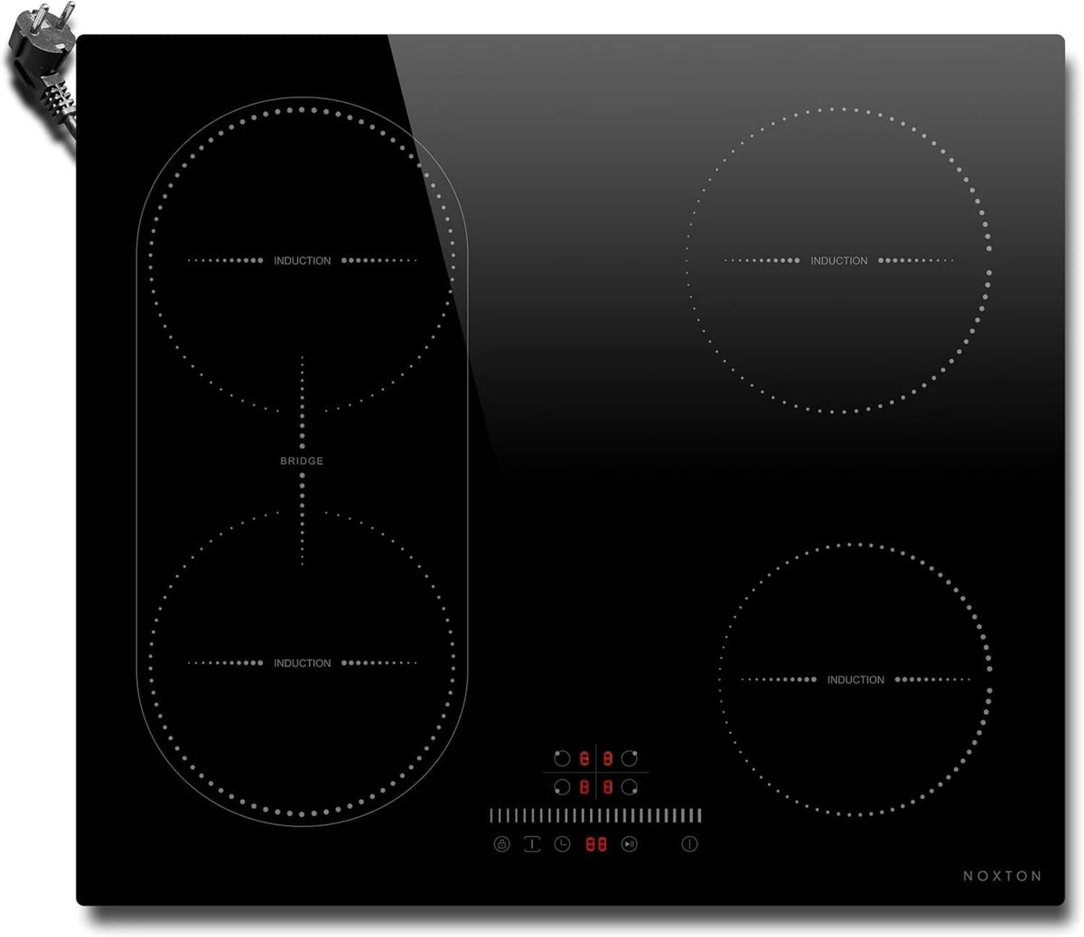 NOXTON Płyta indukcyjna 60 cm, płyta kuchenna do zabudowy, 4 płyty, 3500 W