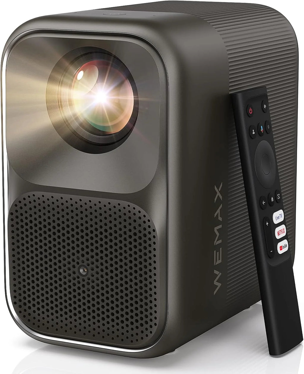 WEMAX Projektor Google TV 1080P Full HD, 500 ISO Lm, Obsługa 4K, MEMC Płynność Ruchu na Mecze 2026, W pełni Uszczelniona Optyka, Autofokus AI, HDR10, Dolby Audio, WiFi 5G, Bluetooth