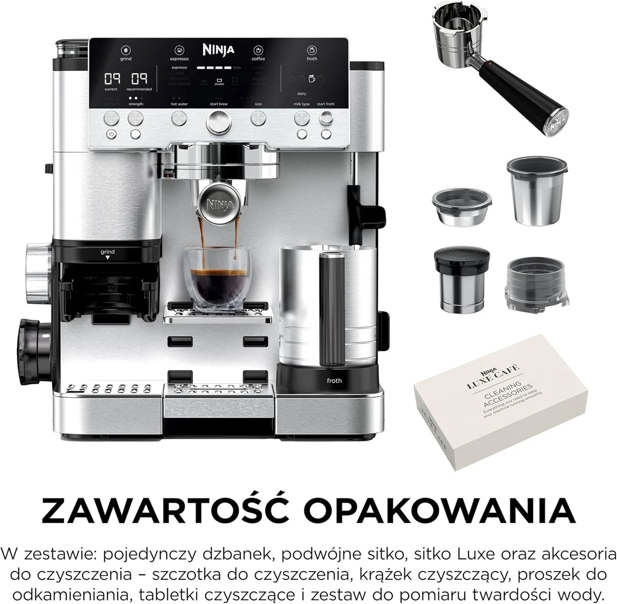 Ninja Luxe Premier ekspres do kawy 3 w 1, srebrny, ES601EU