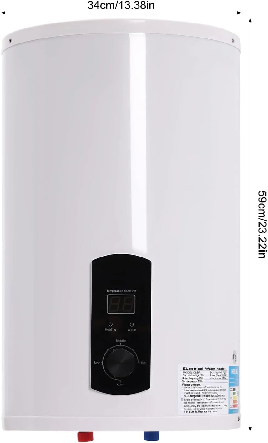 Elektryczny zbiornik ciepłej wody 220 V, zbiornik ścienny, podgrzewacz wody, wskaźnik temperatury, bojler elektryczny 2000 W (biały, 30 l)