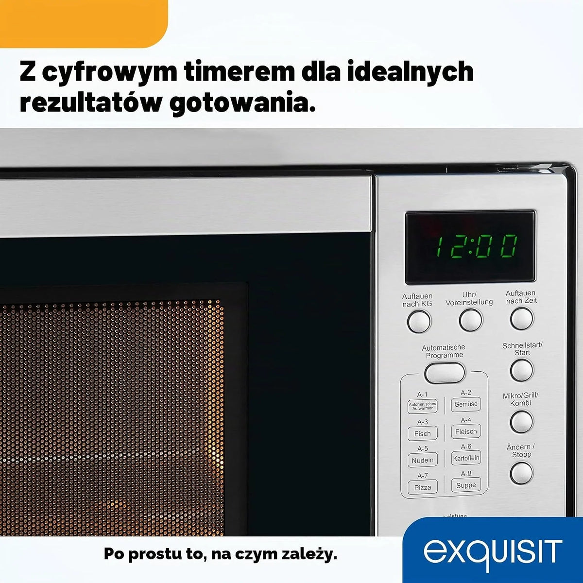 Exquisit EMW 20,1 G kuchenka mikrofalowa do zabudowy | pojemność 20 l | 800 W | Inoxlook | moc grilla 1000 W | 5 poziomów mocy | timer | talerz obrotowy: Ø 24,5 cm | 8 programów gotowania samochodu |