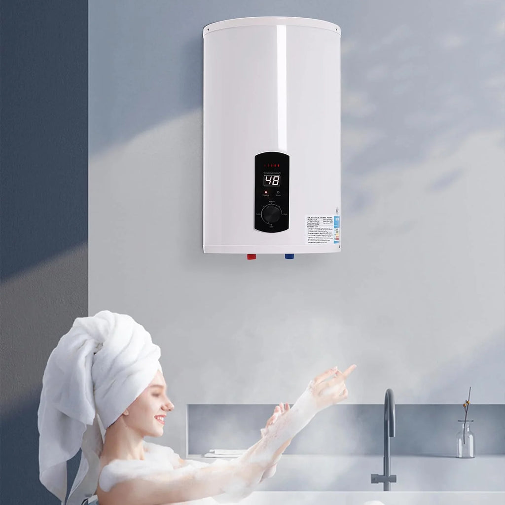 Elektryczny zbiornik ciepłej wody 2 kW, 50 l/80 l/100 l ABS, bojler ciepłej wody z ekranem LED, bojler zimnej i ciepłej wody 220 V do łazienki, zawieszony pionowo (głowica prysznicowa + armatura