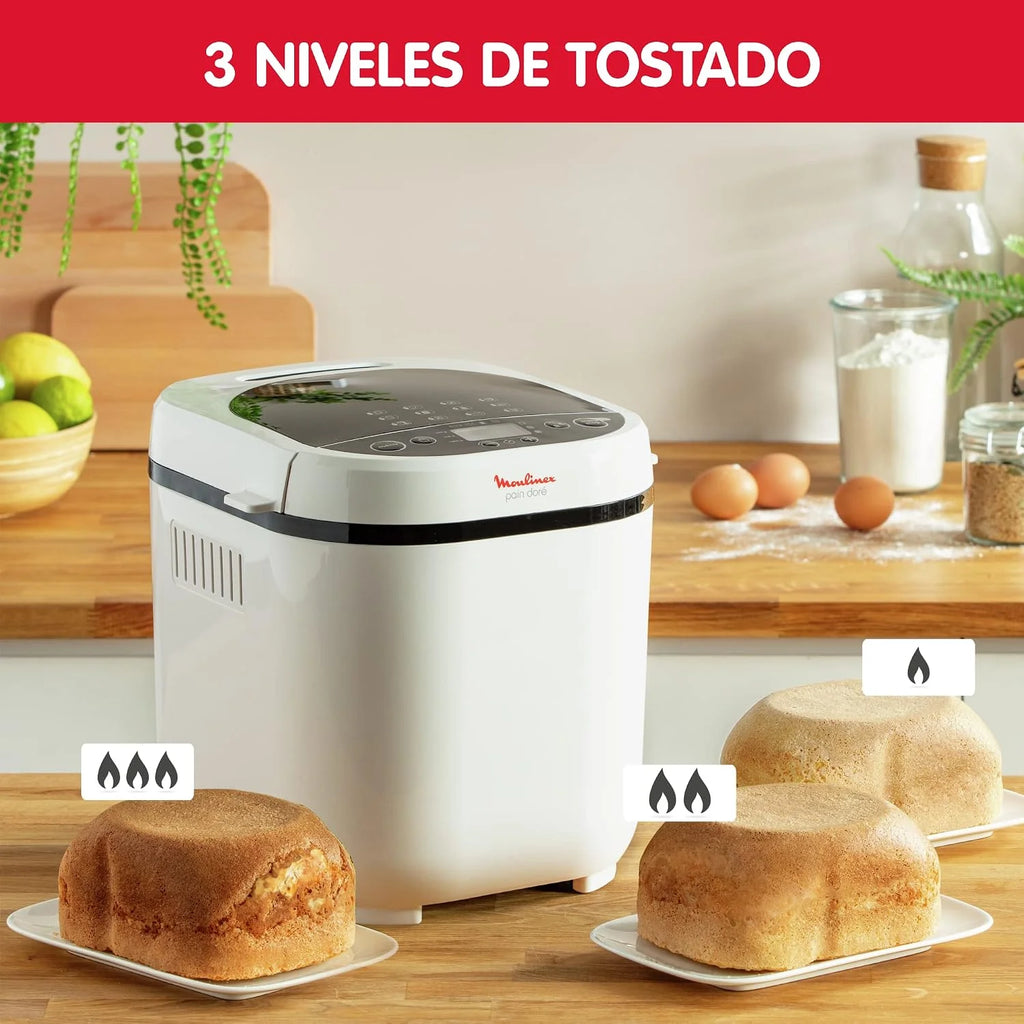 Moulinex Maszynka do pieczenia chleba z programami, tworzywo sztuczne, 31 x 29 x 29 cm jeden rozmiar biały