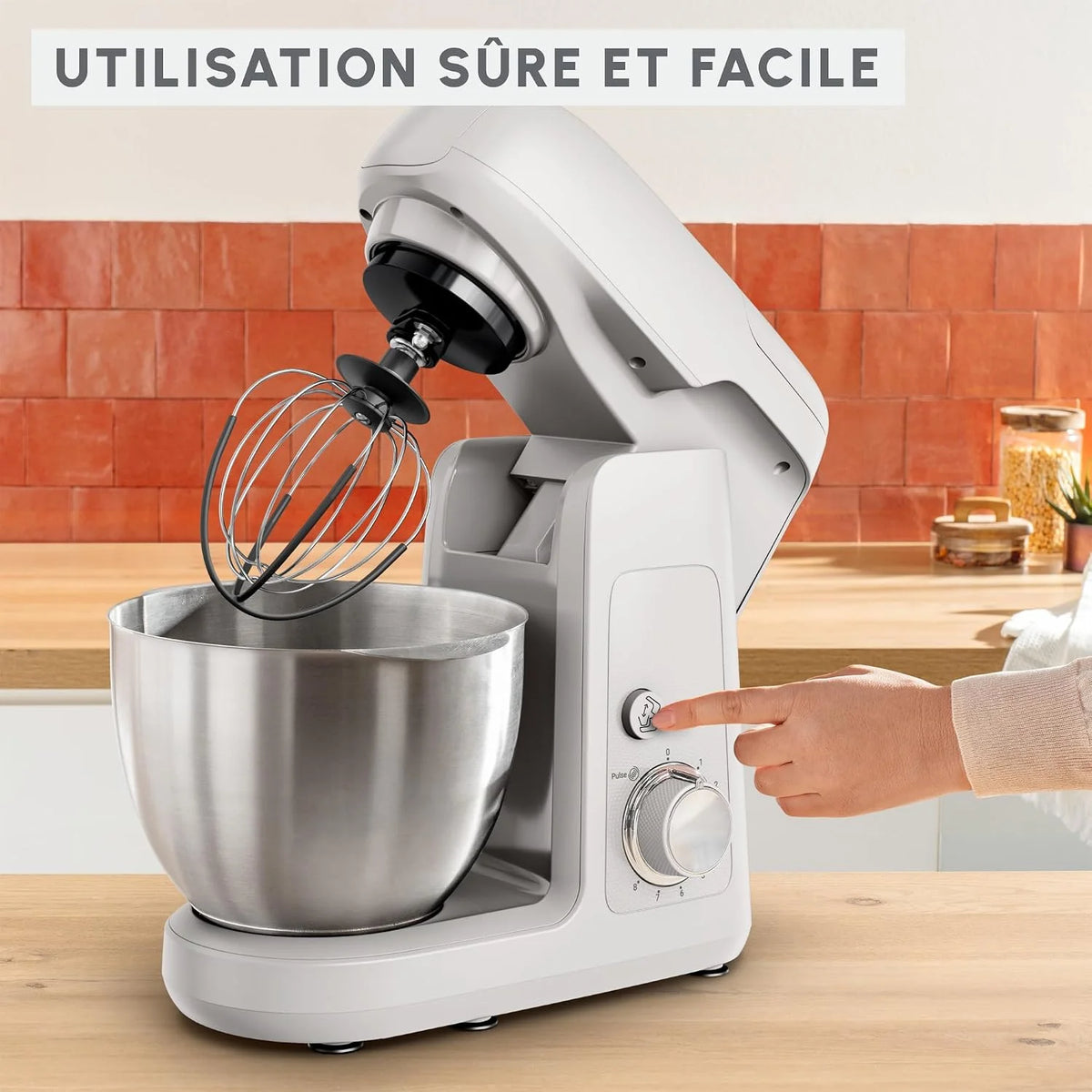 Moulinex Bake Partner Kitchen Machine, wydajny mikser planetarny 1100 W, trwała wydajność, zestaw akcesoriów BakeGood, QA521B25