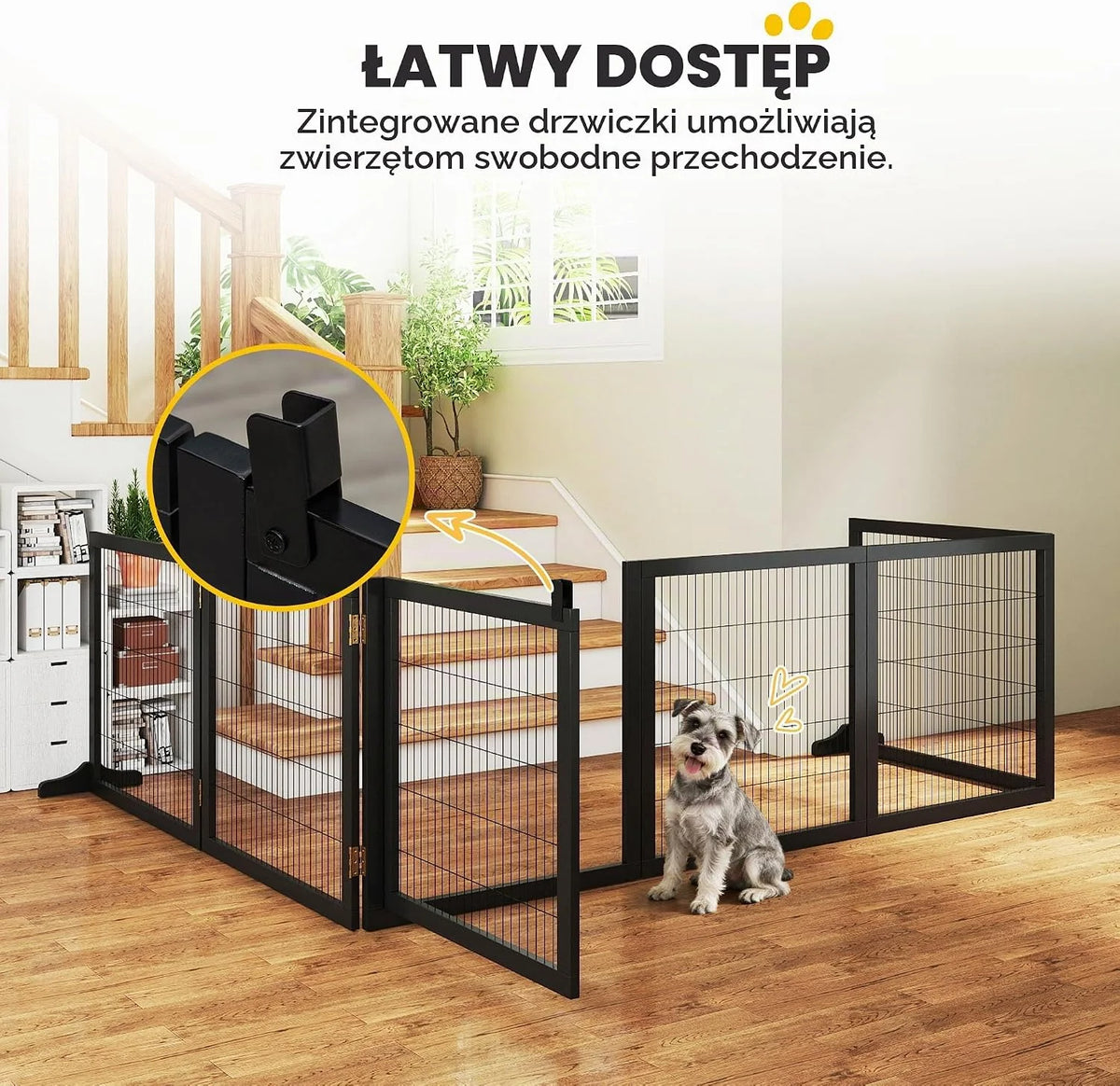 PawHut Brama dla psa regulowana wolnostojąca 70x432 cm Czarny