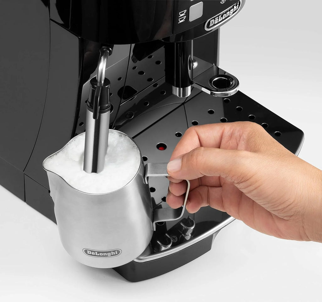 De'Longhi Magnifica S ECAM 21.116.B automatyczny ekspres do kawy (przyciski bezpośredniego wyboru i pokrętła, dysza do spieniania mleka, mechanizm mielący stożkowy 13 stopni, wyjmowany zestaw do