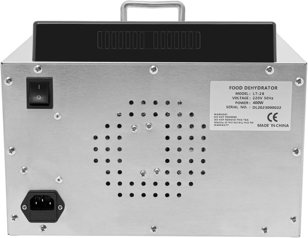 Suszarka do żywności, 400 W, 6 poziomów, 220 V, ze stali nierdzewnej, regulowana temperatura 30-85℃, odwadniacz na blacie stołu, 24-godzinny timer, suszarka do żywności do herbaty kwiatowej, owoców
