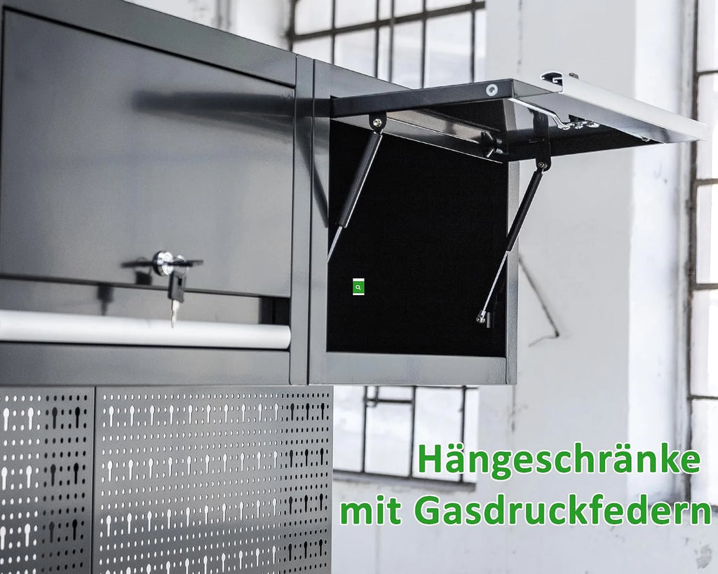 Ondis24 XL Kompletny Zestaw Warsztatowy 260 cm, wstępnie zmontowany, modułowy, kierunek warsztatowy z drewnianą płytą roboczą, szafy na narzędzia, stół warsztatowy z szufladami (9-częściowy)