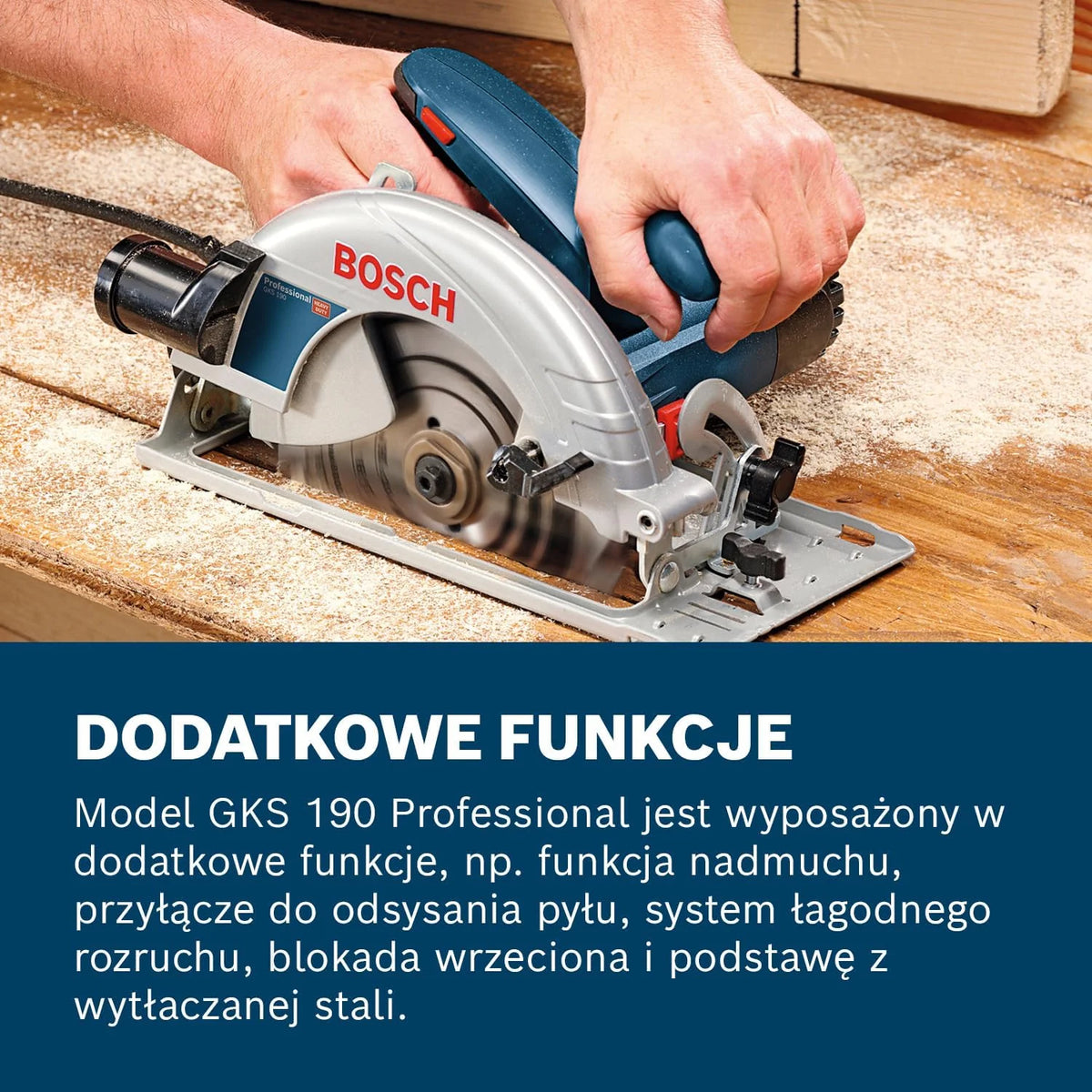 Bosch Professional: pilarka tarczowa GKS 190 (1400 W, średnica tarczy pilarskiej 190 mm, prędkość obrotowa bez obciążenia 5.500 min-1)