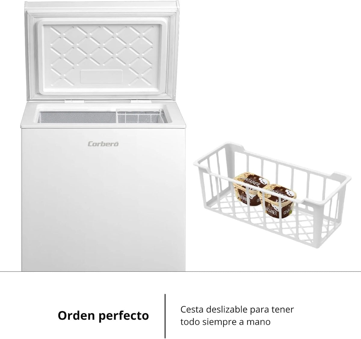 Skrzynia z zamrażarką CCHM1006M, 85 x 55 x 52 cm, pojemność 99 l, podwójny system, super zamrażanie, sterowanie z wyświetlaczem, 1 kosz, kolor biały