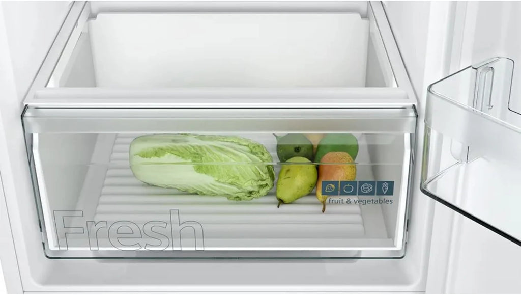 Siemens KI85NNFE0 iQ100 lodówko-zamrażarka do zabudowy, 177,2 x 54,1 cm, chłodzenie 150 l + zamrażanie 99 l, noFrost, autoAirflow – równomierne chłodzenie na wszystkich poziomach, światło LED