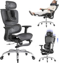 LarkLeaves Ergonomiczny Fotel Biurowy z Podnóżkiem Czarny L10 Pro