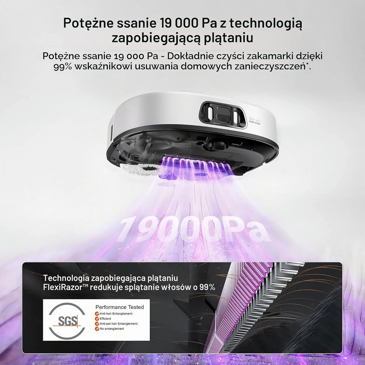 EUREKA J15 Ultra Gen2 Robot Odkurzacz do podłóg ze stacją, ssanie Ultra 19000Pa, mycie gorącą wodą w temperaturze 75°C, ScrubExtend 135° do narożników, FlexiRazor Anti-Hair 99%, IA 150+