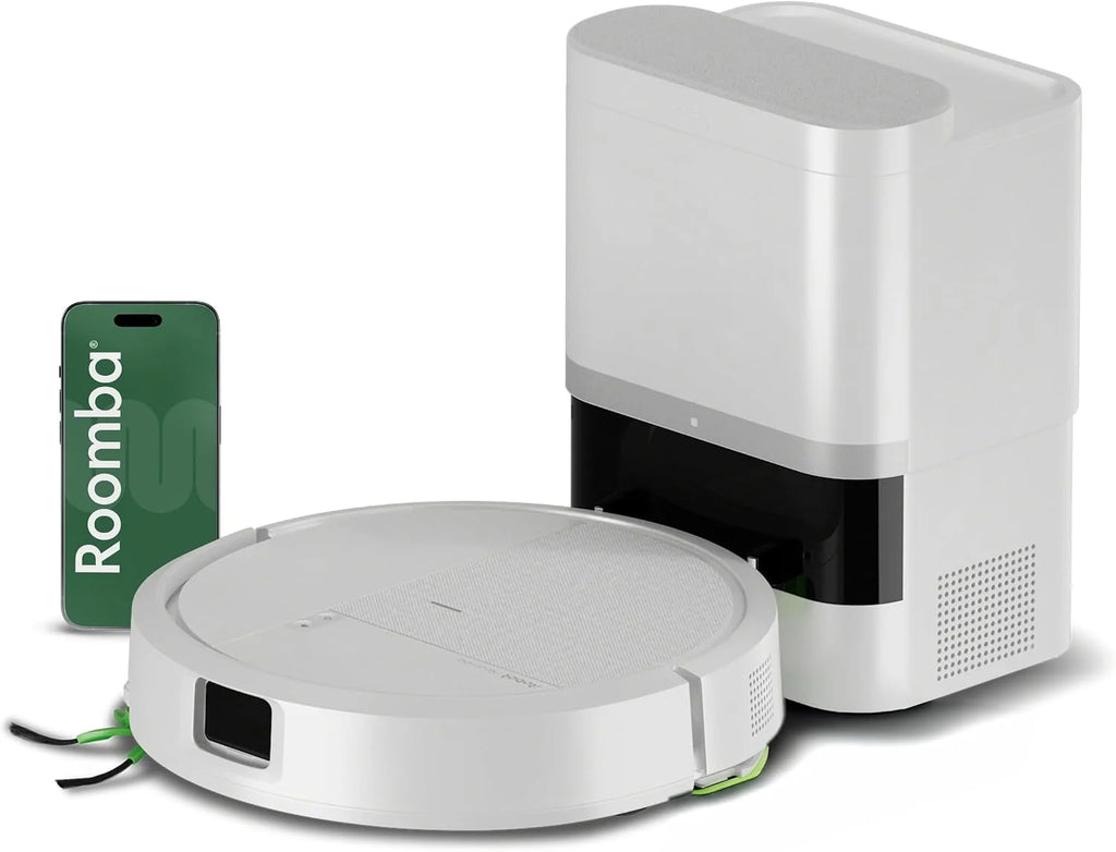 iRobot Roomba® 115 Combo ze stacją Auto Empty, robot odkurzająco-mopujący, moc ssania 15000 Pa, nawigacja z Clearview™ LiDAR, biały