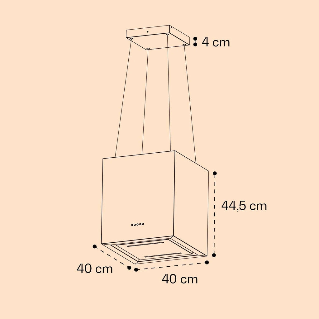 Klarstein Okap, Okap wyspowy wiszący, wyciągowy/z recyrkulacją do montażu sufitowego, Nowoczesny z 3 biegami, Przepływ 595m³/h i sterowanie aplikacją, wyspowy sufitowy