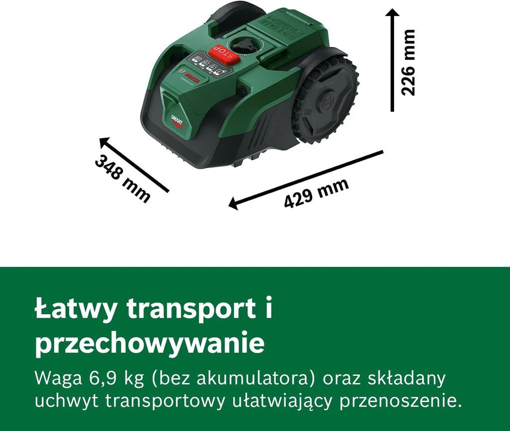 Bosch Akumulatorowy robot koszący VISIMOW18V-100 (do trawników o powierzchni do 100 m², szerokość cięcia: 16 cm, wysokość cięcia: 20 – 60 mm, bez akumulatora)