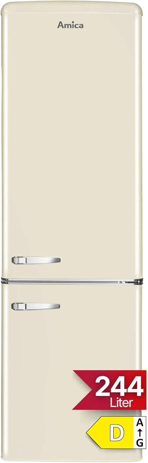 Amica KGCR 387 101 B Retro lodówko-zamrażarka/beżowa / 181 cm (wys.) x 55 cm (szer.) x 62 cm (gł.) / styl retro/lodówka z zamrażarką