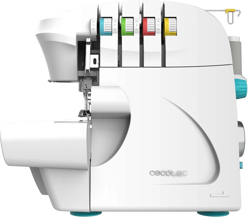 Cecotec Maszyna do szycia, BelleCouture OverLock, prędkość 1100 obr/min, regulowane ciśnienie wykrawania, postęp różnicowy, funkcje ściegu 4-nitkowego i zestaw akcesoriów