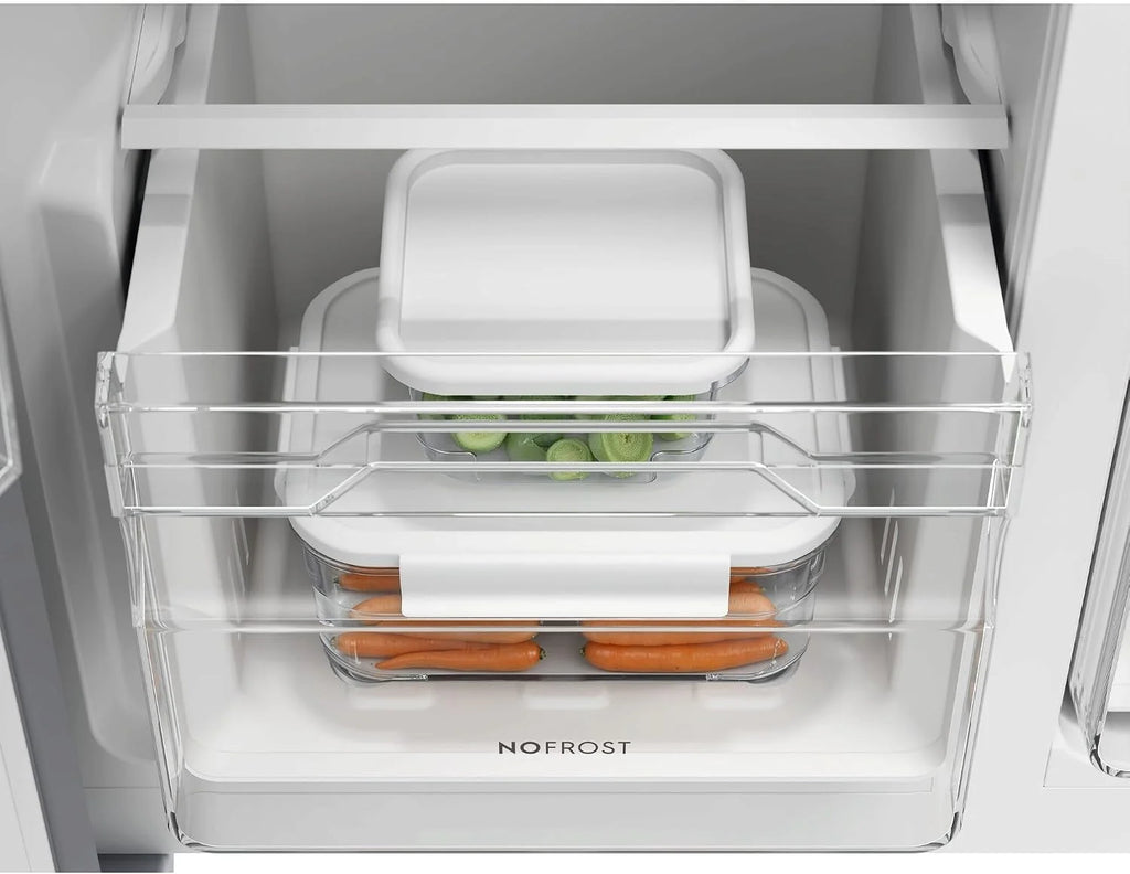 Electrolux EAT6ME53U0 lodówka kombinowana do zabudowy, 532 l (347 +185), klasa E, bez szronu, 360°, regulacja wilgotności, szybkie zamrażanie, sterowanie dotykowe, 39 dB, 220 – 240 V, stal nierdzewna