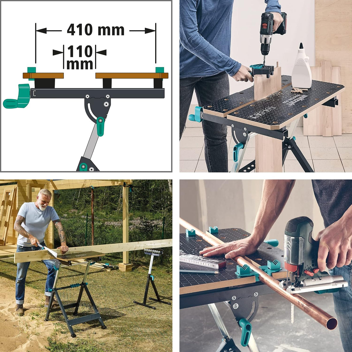 Wolfcraft Master 650 Ergo Stół Zaciskowo-Roboczy, Antracytowy/Szary, 650 x 720 x 950 mm