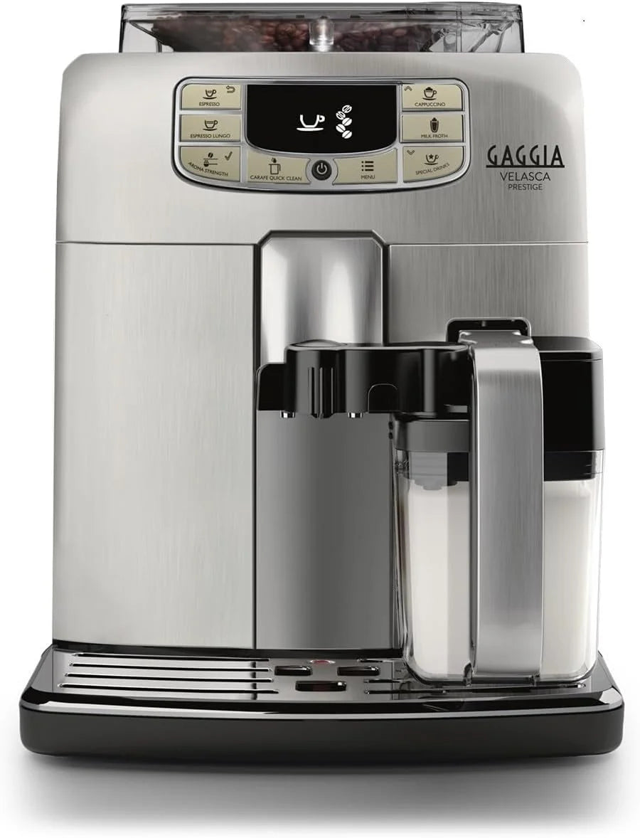 Gaggia Velasca Prestige, automatyczny ekspres do kawy do espresso i cappuccino, ziaren kawy lub mielonej, RI8263/01, srebrny, 100% Made in Italy